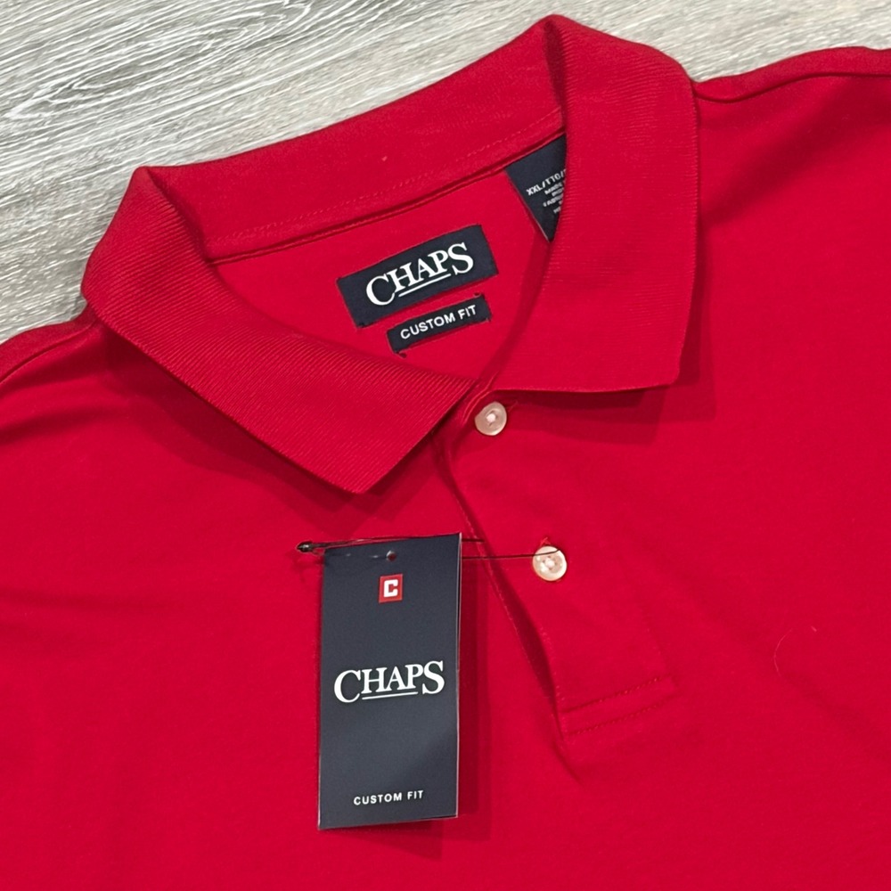 Chaps Mens Red Custom Fit Short Sleeve Polo Shirt XXL NEW